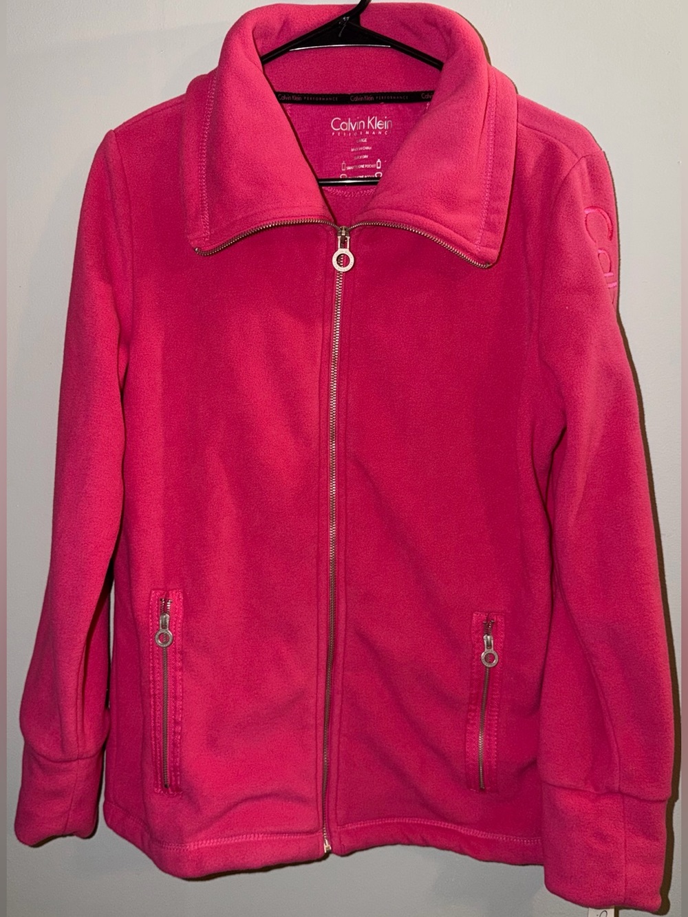 Calvin Klein Performance Bright Pink Teddy Fleece Zip Jacket